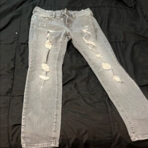 H&M Light Gray Distressed Skinny Jeans